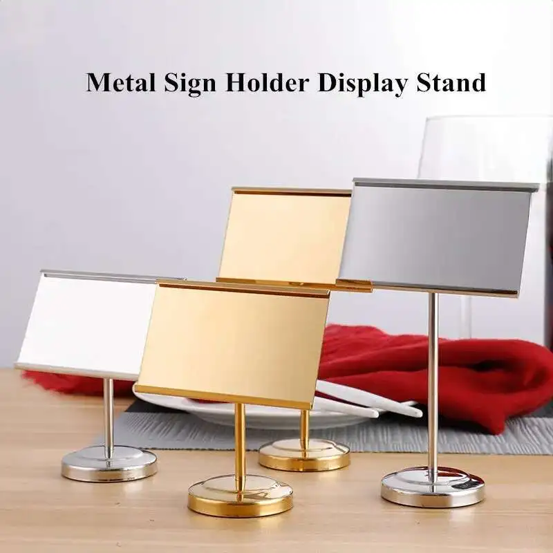 90x55mm Stainless Table Number Place Card Holder Price Label Paper Tags Metal Restaurant Menu Note Sign Holder Display Stand