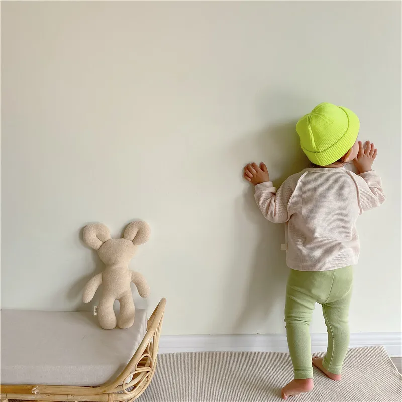 0-3Years Newborn Baby Boy Girl Spring Autumn T-shirt Casual Long Sleeve Striped/Solid Beige Knit Tops Tee Outfits Baby Clothes