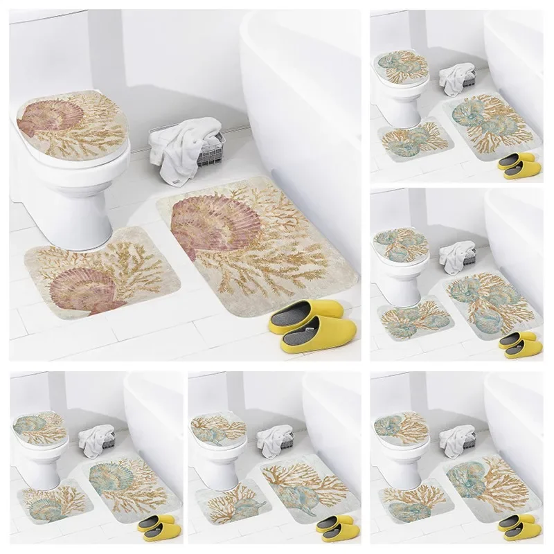

Non slip shower mat bathroom carpet shower Retro Style decoration water absorbing bathtub carpet toilet cover decoration cover