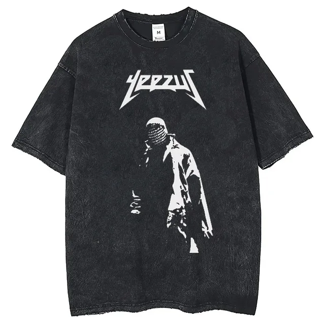 Rapper Kanye West Late Registration Tour 2005 Vintage Man Short Sleeve Tee Washing T Shirt Hip Hop Streetwear T-shirts 2