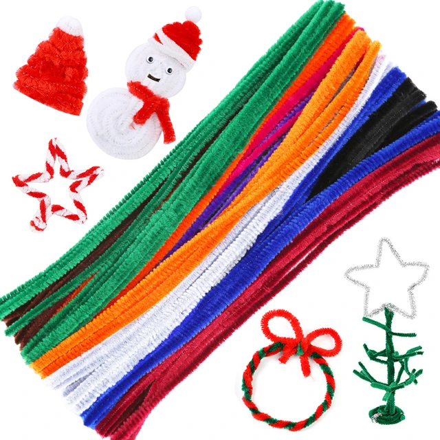 200 Pieces Christmas White Pipe Cleaners Chenille Stem Set,100