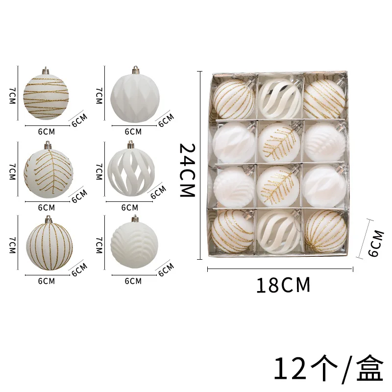 thumbnail image 1 of Bola de Navidad, Bola de peluche pintada, Decoración para árbol de Navidad, Bola de terciopelo navideña de 6 cm, Juego de 12, 1 of 5