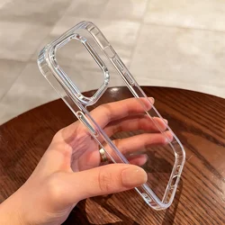 Premium Clear Shockproof Acrylic Phone Case with Luxury Design - iPhone 15 Plus (Transparent)