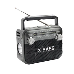 Rechargeable Multifunctional Portable Radio with USB, TF Card, and Bluetooth Connectivity (GREY)