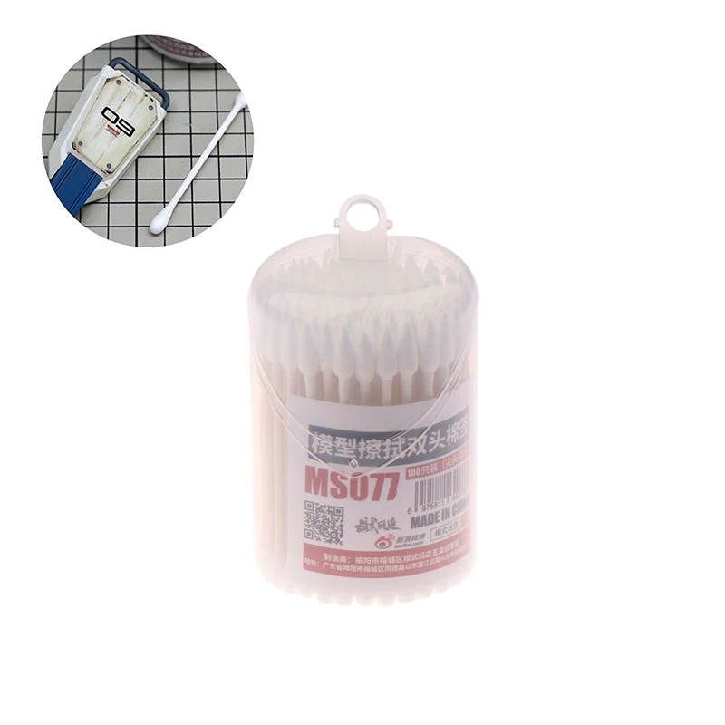 Model Hobbies DIY MS-077 Double End Cotton Swab Model Penetration Line Cleaning Tool 100PCS Cotton Swabs