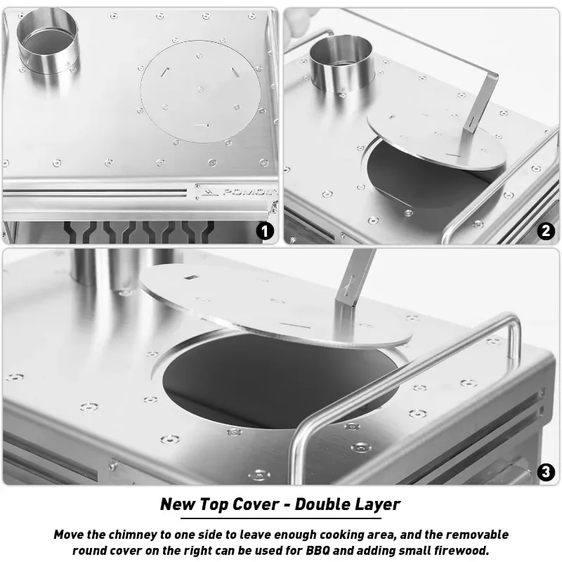 Camping Tent Stove Wood Stove Dweller Max 3 Stainless Steel Wood Burning for Hiking,Cooking,Heating(with 3 Glasses)