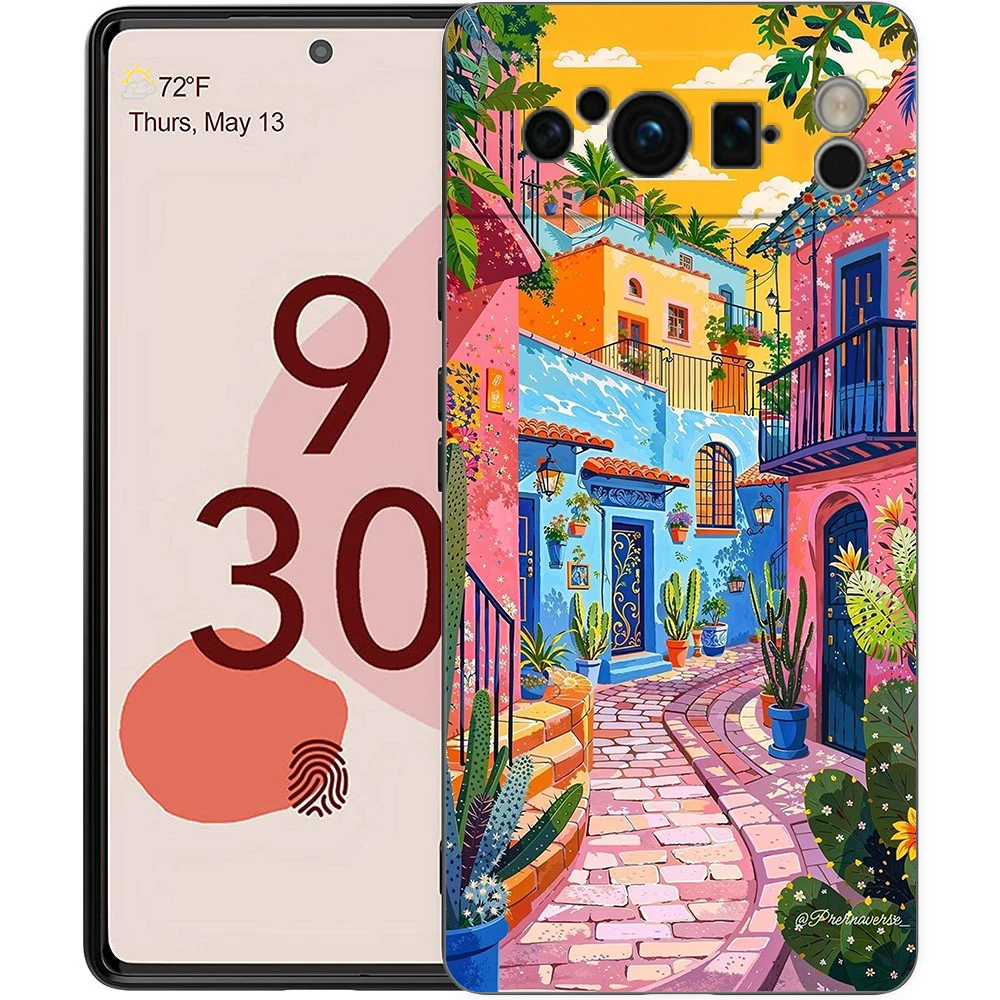 Telefon Fall Abdeckung für Google Pixel/9/8/7/6/7A/6A/Pro Stoßfest Weiche TPU 9/Pro/XL Shell Capas Fundas Abstrakte Blumen Markt Coque – Detail 3