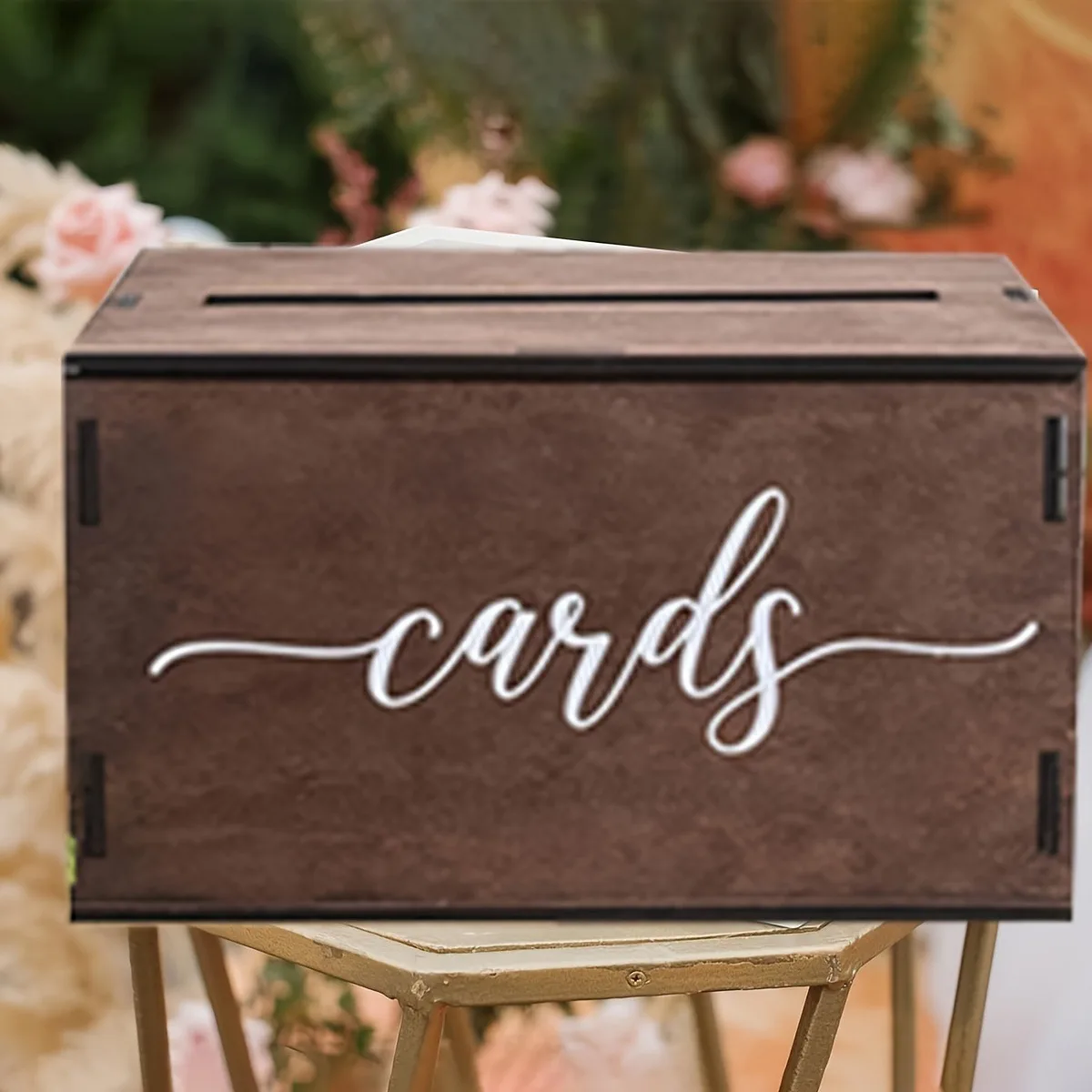 Description Picture 3 of item1 piece of 2024 wooden wedding card box with slot and lid, wedding gift and reception decoration, anniversary birthday party