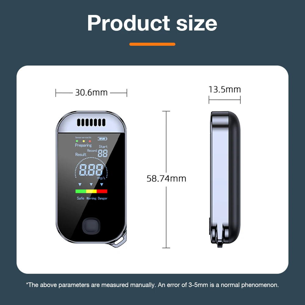 Portable Electronic Breath Alcohol Tester Professional Breathalyzer