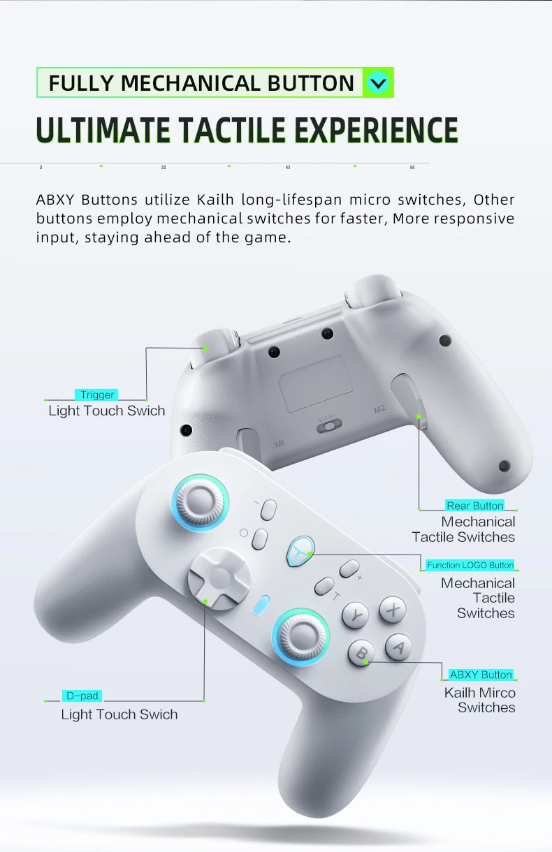 ThundeRobot-Gamepad inalámbrico G45 Pro, controlador de juegos de tres modos, Efecto Hall, NFC integrado para Switch, Windows, PC, STEAM TV