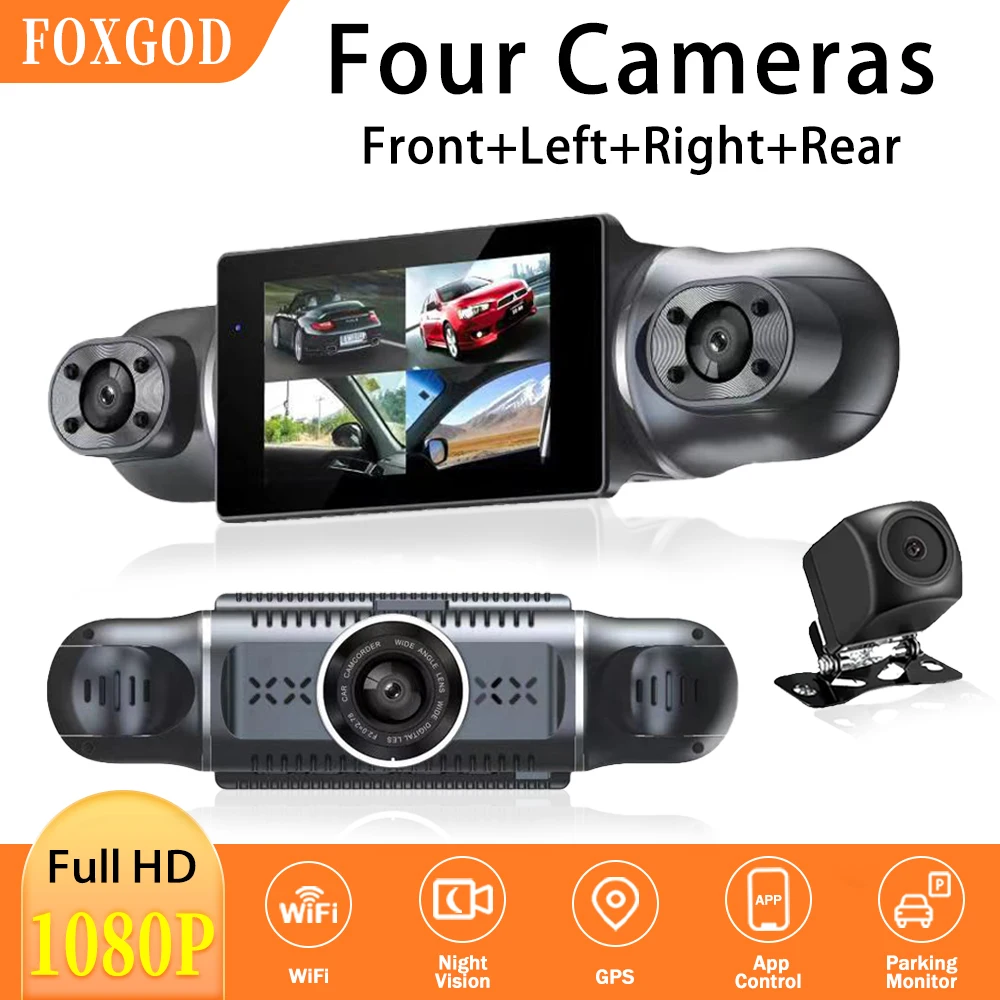 

Car DVR Dash Cam 3.0‘’ IPS HD1080P WiFi 4Channel GPS 24H Parking Monitor Black Box Dashboard Camera Night Registrator Recorder