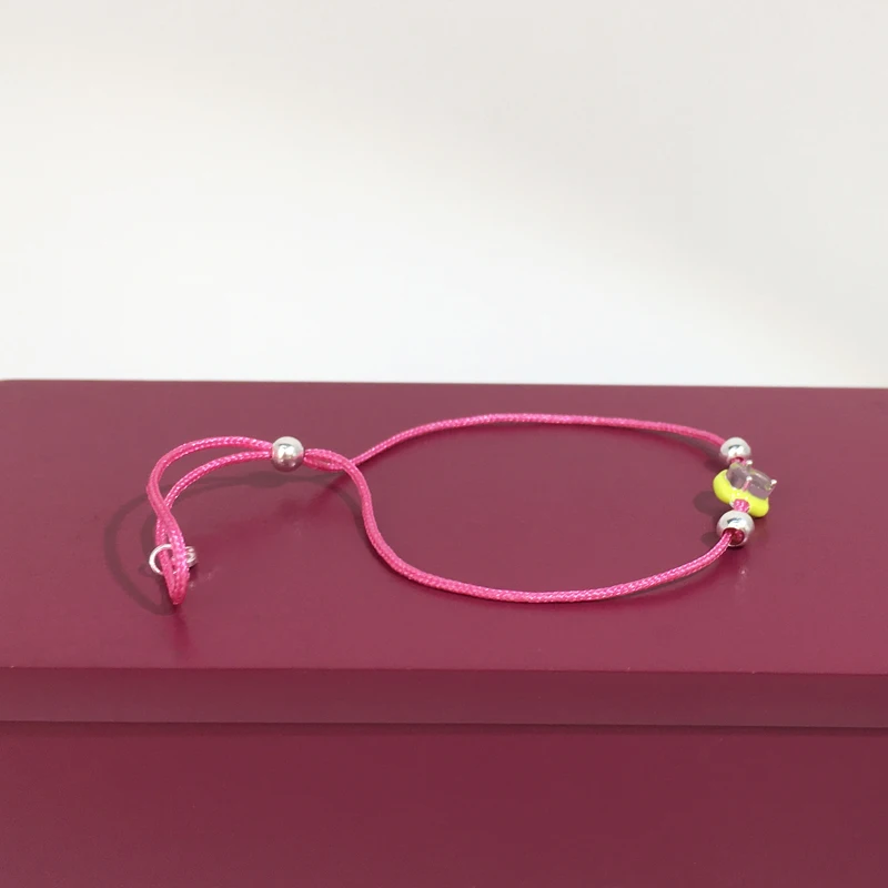 Pink Nylon Bracelet with Silver Logo