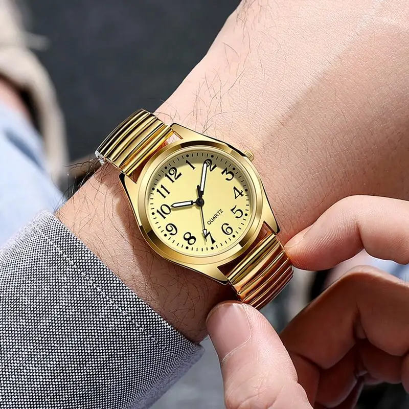 Classic style elastic spring strap watch with large digital quartz watch for men and women, Father Mother's day gift watch 5