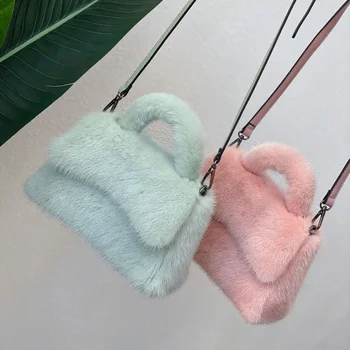 Luxury Bags Women 2023 Real Fur Mink Bag Shoulder Bag Woman Crossbody Fur Bags For Women Designer Mink Fur Hourglass Bag