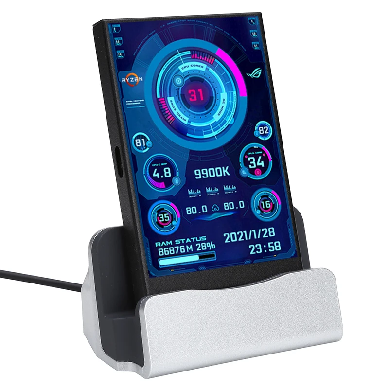 Ips Tipo-c Tela Secundária Cpu do Computador Gpu Ram Monitor Hdd Usb Tipo-c Display para Aida64 Livremente 3.5 Novo - Imagem 5
