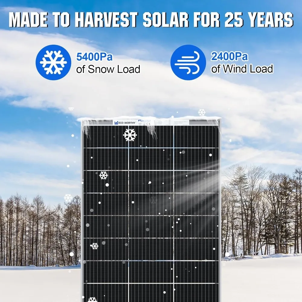 Bifacial 195 Watt 12 Volt 12BB Solar Panel Monocrystalline Double-Sided Power Generation Rigid High-Efficiency PV Module