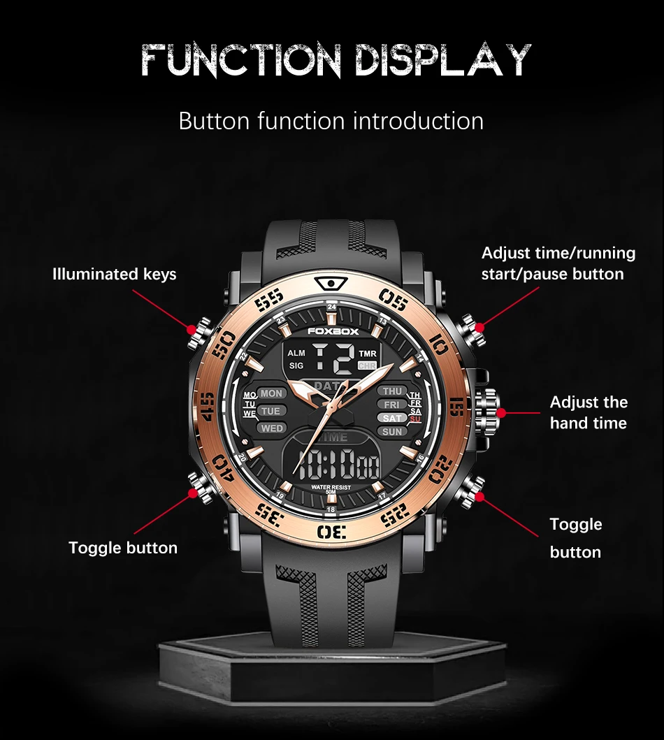 Mens Watch 2022 LIGE Fashion 50M Waterproof Wristwatch Alarm Watches Men Sport Dual Display Watch Digital Military Watch for Men high end quartz watches