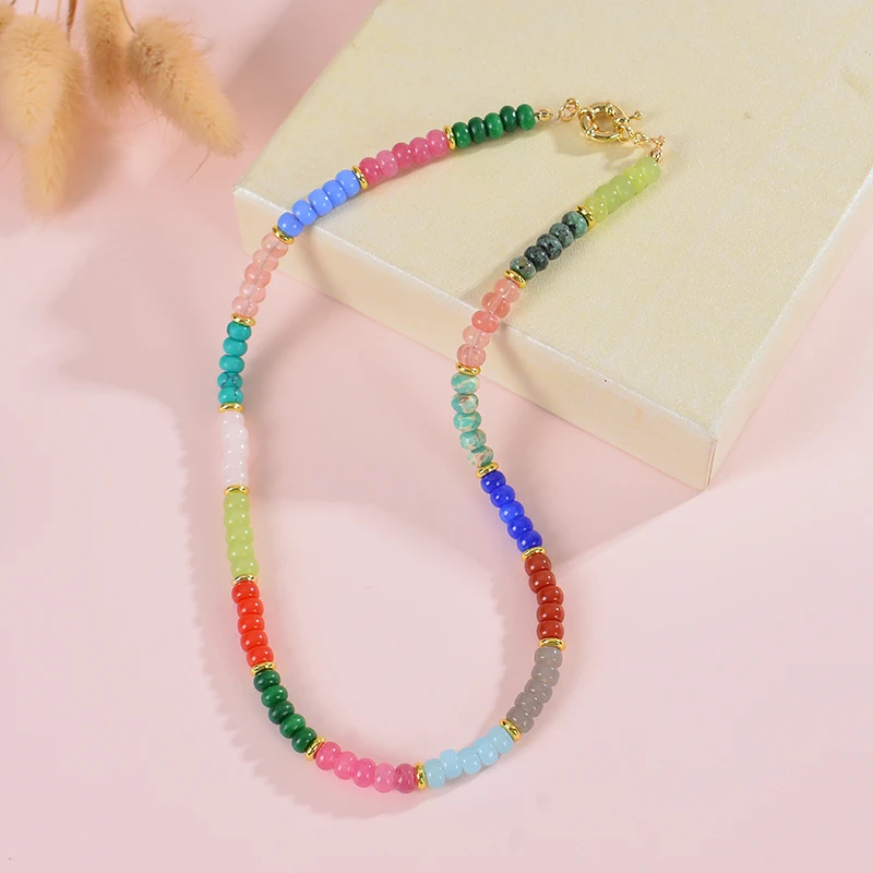 Aleasha Collana Con Perle D'Acqua Dolce, Stile Boho - Girocollo Colorato Con Cristallo E Pietra Naturale - Idea Regalo Per Donna