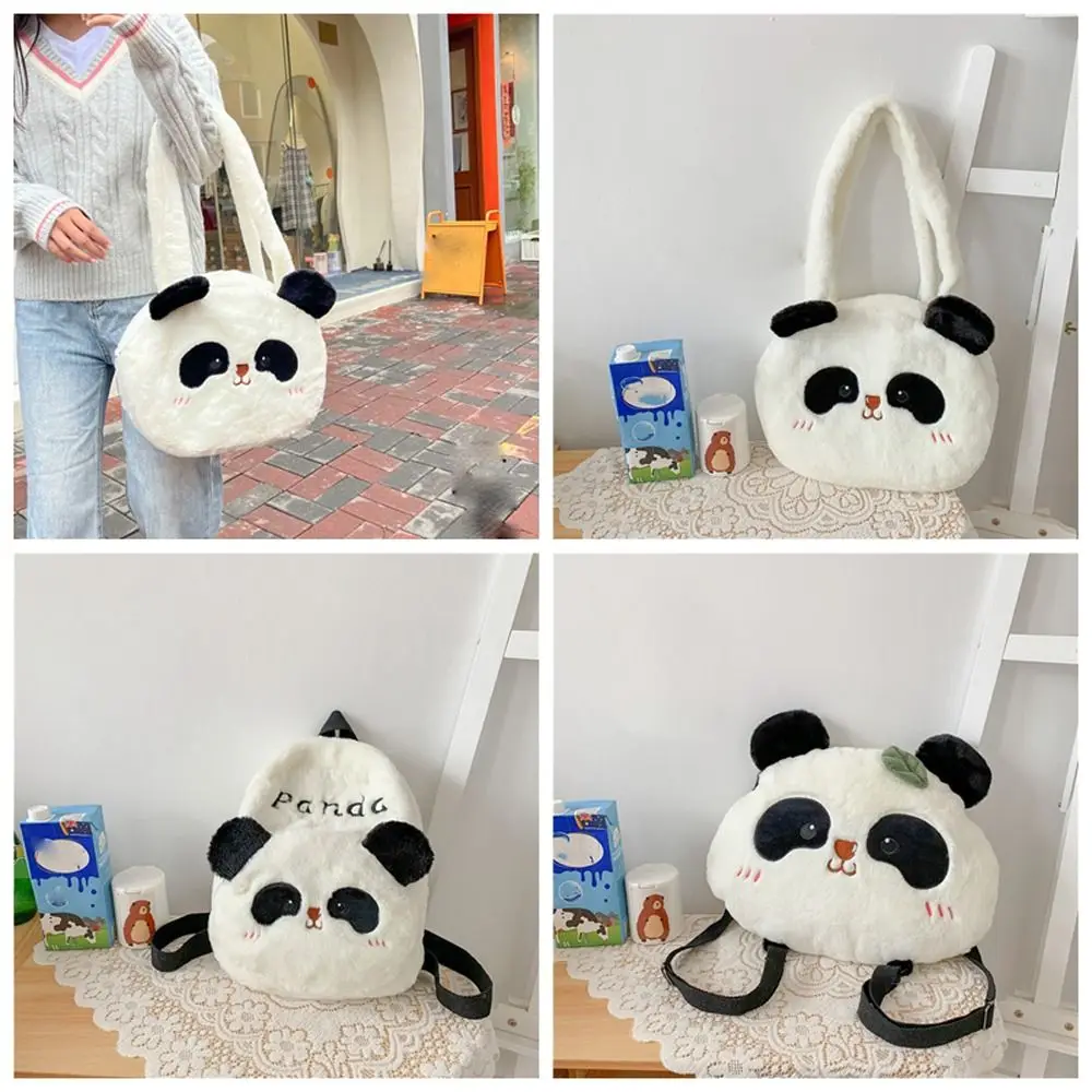 Kawaii Plush Panda Backpack Korean Style Animal Students School Bag Large Capacity Stuffed Bags Cartoon Messaage Bag Streetwear 1