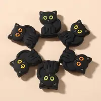 10Pcs 20x28mm Cartoon Black Cat Teether Beads Food Grade Silicone Chew Beads For Care Toy Accessory DIY Baby Pacifier Chain 2