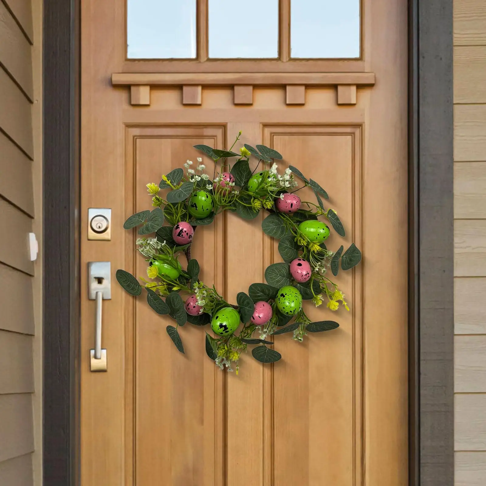 Easter Colorful Egg Wreath,Garland Hanging Garlands,Easter Wreath with Colorful Eggs for Spring Easter Celebration Front Door