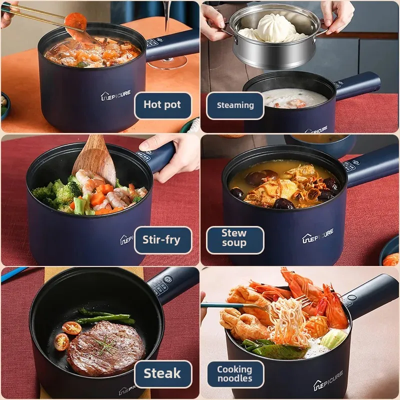 Mini Multifunctional Electric Wok 110V US Standard Student Dormitory Soup Pot Noodles Cooking Rice Heating Pot for Home Use
