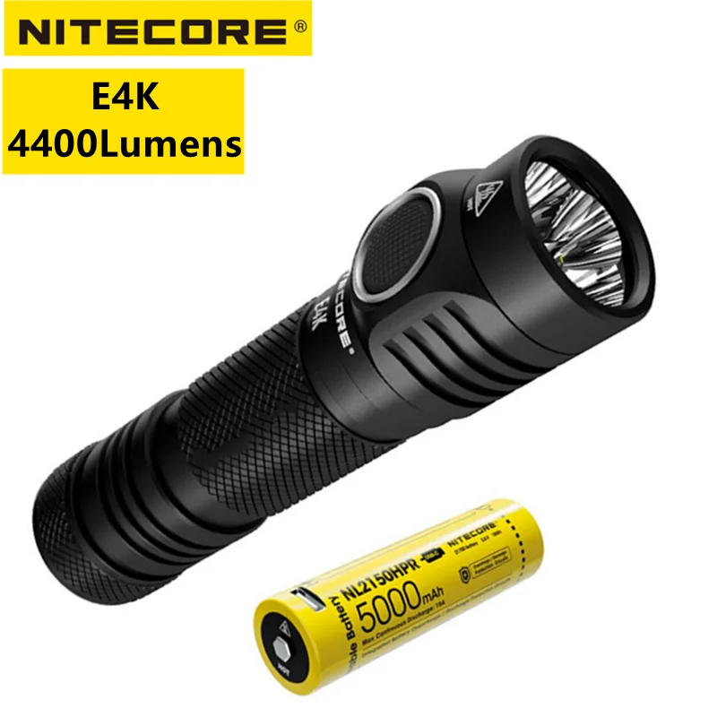 NITECORE E4K тройной светильник перезаряжаемый 4400 люмен с аккумулятором NL2150HPR 21700 5000