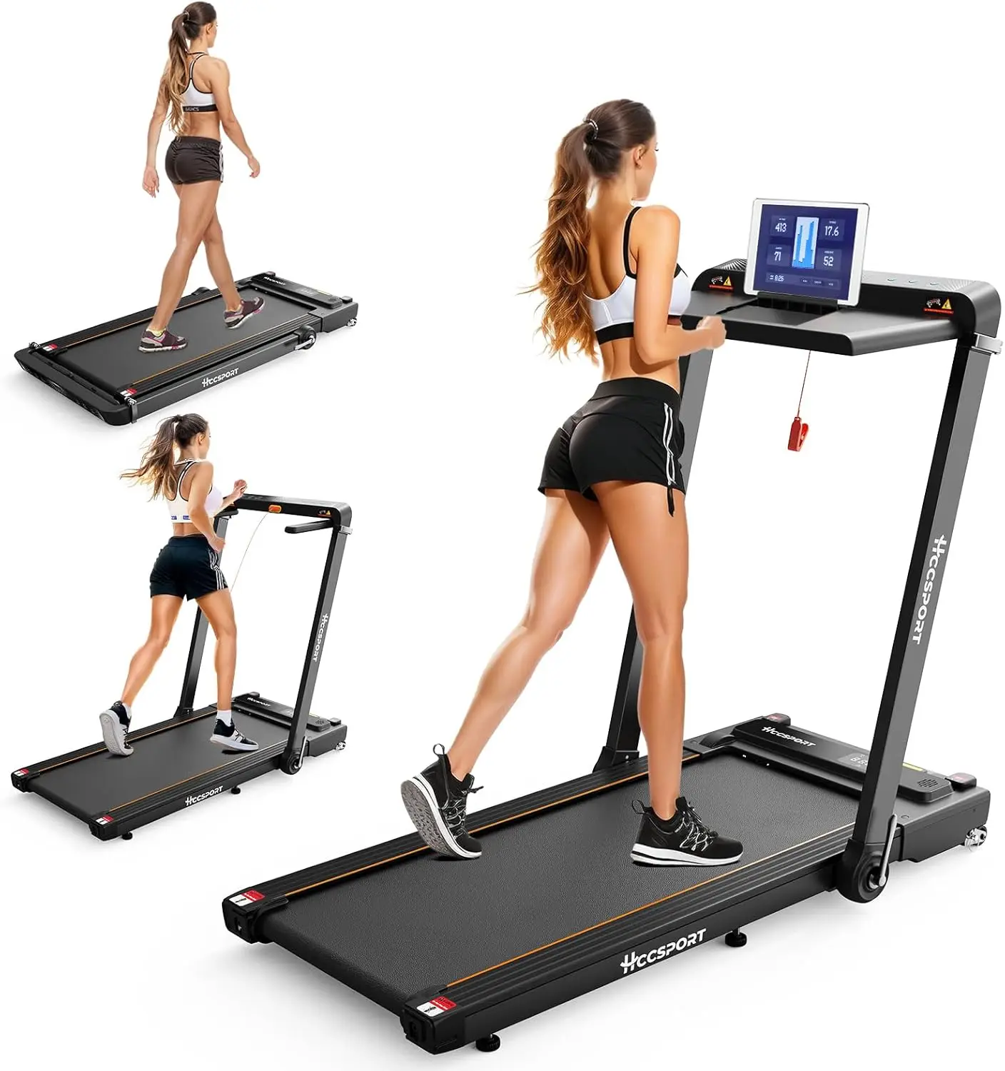 3 in 1 Under Desk Treadmill Walking Pad with Removable Desk Workstation
