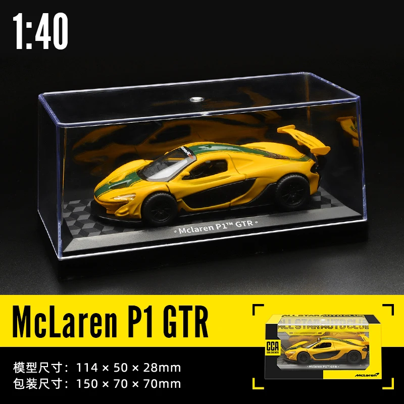 MSZ CCA 1:43 McLaren P1 GTR Alloy Car Model with Acrylic Display Box Children's Toys Die Casting Boy Series Gift bentley gt3 sjm painted alloy car model acrylic boxed imitation racing ornament collection children s birthday gift