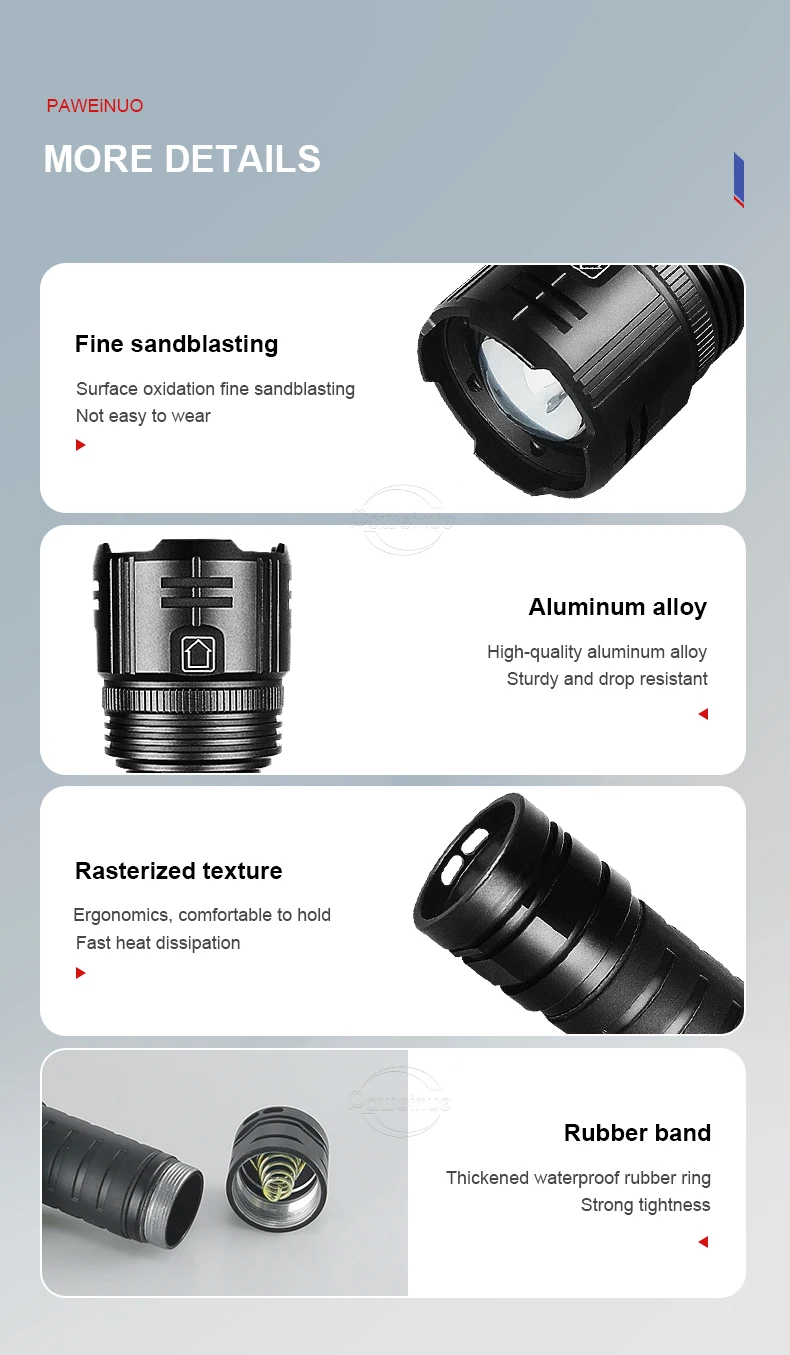 Torcia a LED ad alta potenza, 10000 potenti, 10000 lumen, con 6 modalità, ricarica USB, scalabile, impermeabile, adatta per pesca, campeggio, esplorazione, escursionismo, situazioni di emergenza, ecc