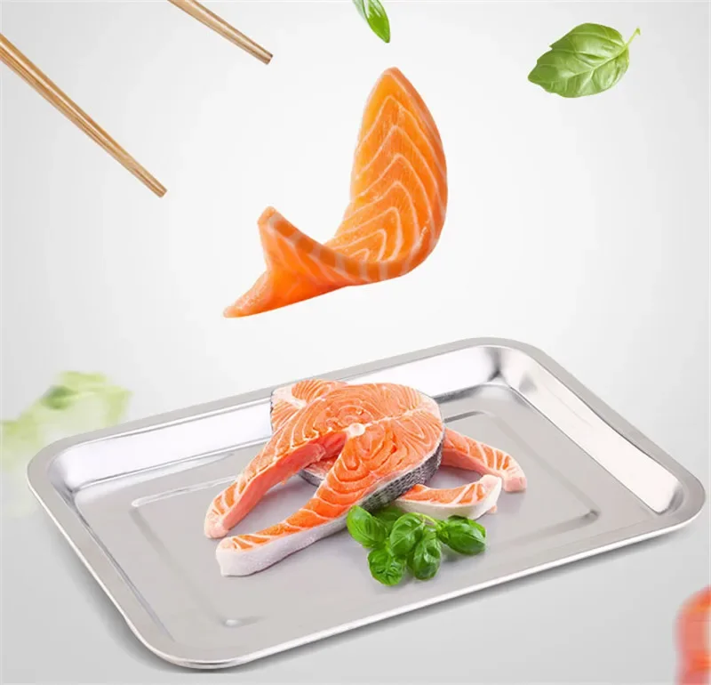 Stainless steel Storage Trays square plate thickening pans Rectangular tray Barbecue Deep rice dishes bbq kitchen accessories storage tray kitchen tray