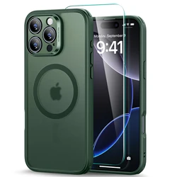 ESR Translucent Matte MagSafe Case with Screen Protector - Military - Grade Protection - iPhone 16 Pro Max (Frosted Green Set)