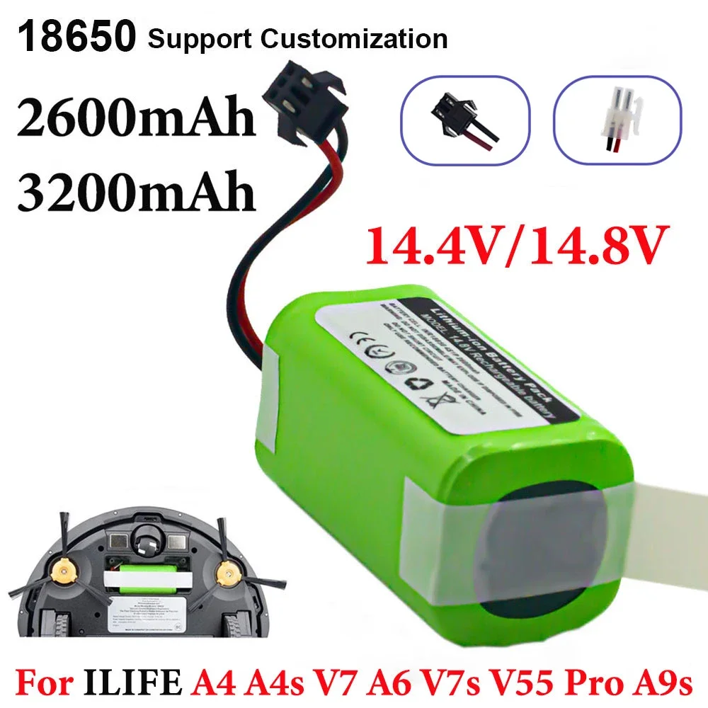 

Аккумулятор 14,8 в, 2600 мАч, 3200 мАч, литиевая батарея для ILIFE A4 A4s V7 A6 V7s V55 Pro V7s Plus A9s, запасная батарея ilife v5514.8V