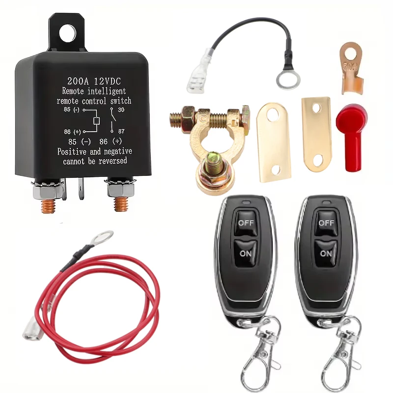 Automotive Relay Remote Car Control Battery Disconnect Anti-Theft with Dual Remote Control Switch Battery Switch Relay 12V