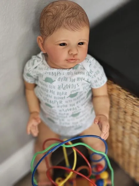 

FBBD Cutsom Made BY ShanShan 30inch Reborn Baby Doll Vito Painted Hair Huge Boy Version Already Finished Doll Standing Boy