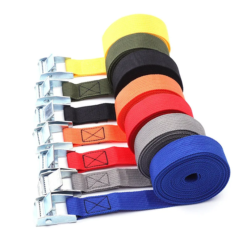 Cargo Straps With Buckle Tie-Down Belt for Motorcycle Car Bicycle Metal Tow Rope Strong Ratchet Fixing Belt for Luggage Bag 2M cargo straps