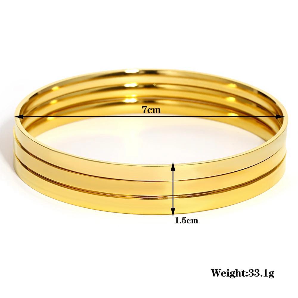 3Pcs/set Glossy Bangle Bracelet Stainless Steel Plain Hoop Bracelet for Women Jewelry Minimalist Style Cuff Waterproof Jewelry 6
