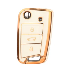 Premium TPU Car Flip Key Case Cover by Jingyuqin (WHITE)