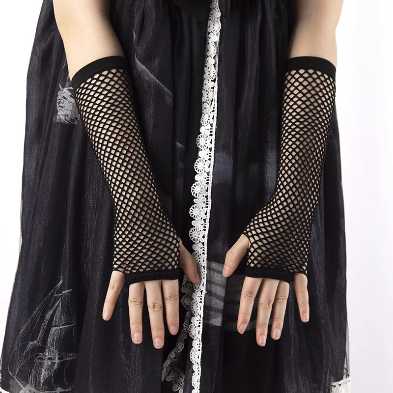 Punk Goth Fingerless Gloves Women Arm Warmers Fingerless