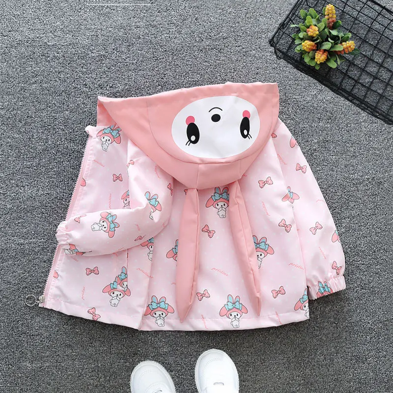 Outdoor Jacket Cartoon Girls Hiking Camping Outerwear Windbreaker Waterproof Hooded Coats Baseball Uniform Coats Zipper Clothing