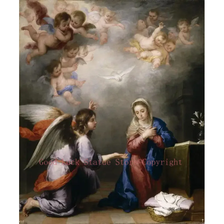 

wholesale painting # TOP religion ART # Madonna angel # Murillo, Bartolome Esteban -The Annunciation # print canvas oil painting