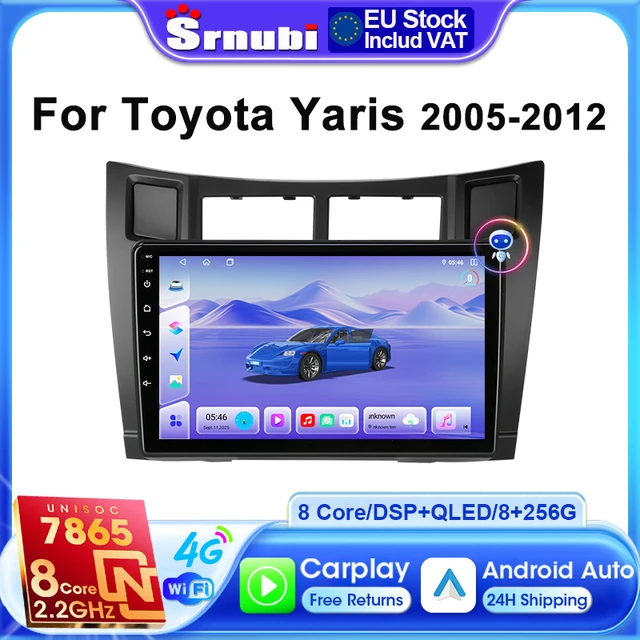 Autoradio Srnubi pour Toyota Yaris 2005-2012, système de Navigation GPS, lecteur multimédia, unité principale sans fil Carplay/Android Auto 1