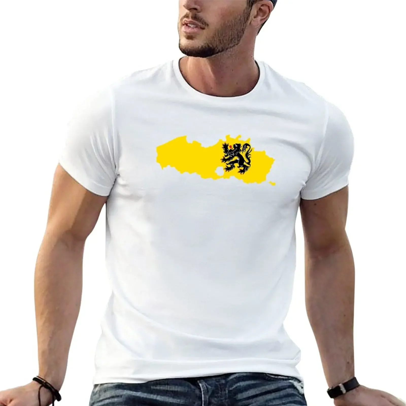

Flag Map of Belgium's Flander Region T-Shirt Tee shirt new edition mens t shirts pack