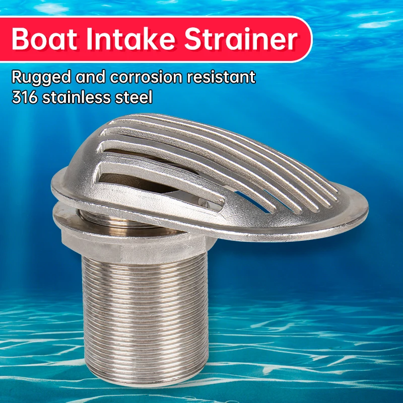 Boat Intake Strainer Marine Water Outlet Hose Pipe Stainless Steel Thru-Hull Pump Hose Fitting Intake Straine for Yacht Boat 304 stainless steel handle hose clamp water pipe tightening hoop