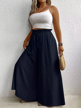 Large Size Women's Elegant Commuter Style Loose Drapey Wide Leg Pants Casual Trousers Trendy European and American Style