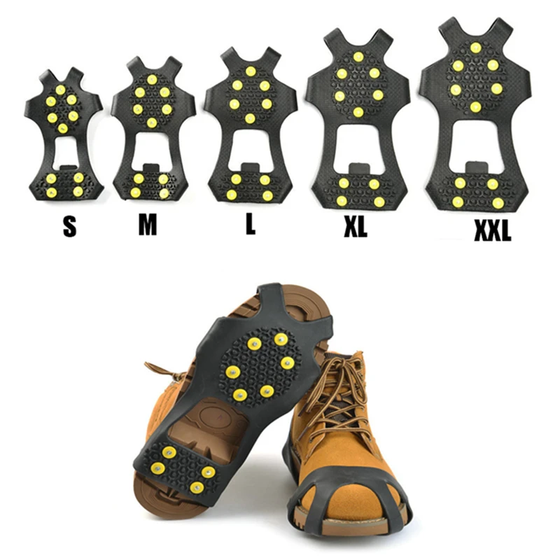 Ice Gripper Spikes 1 Pair S-XXL10 Studs Anti-Skid Snow Ice Climbing Shoe Spikes Ice Grips Cleats Crampons Winter Climbing Anti Slip Shoe Cover Part ice gripper spikes,climbing crampons