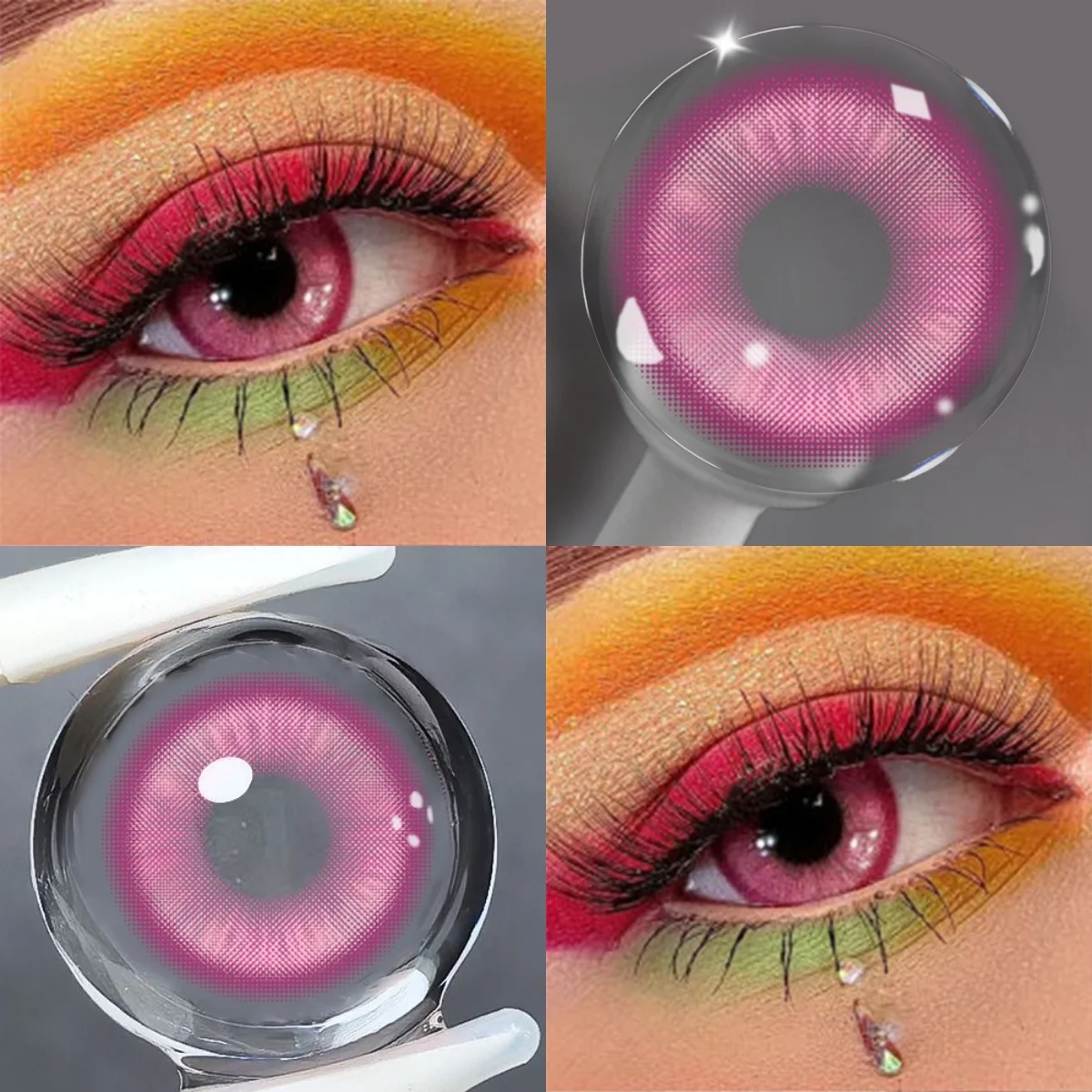 Visuashow Pink Anime Cosplay Contacts: 12-Month Cute Small Pupil Eye Accessory