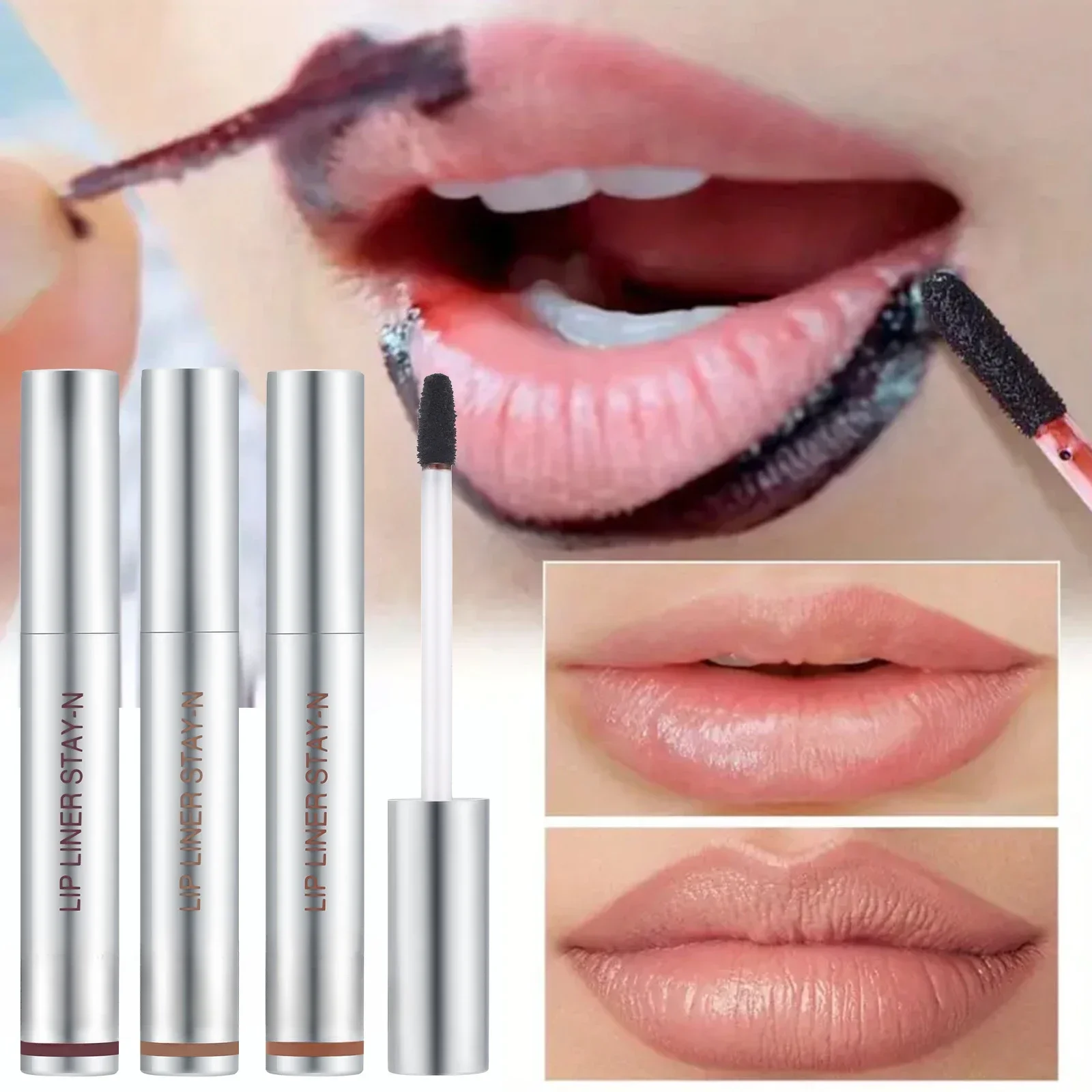 Lip Makeup Lip Glaze Lip Tint Lip Stain Lip Gloss 6 Colors Waterproof Lip Liner Peel Off Tattoo Lip Gloss Long Lasting Matte Tint Black Contour Tear-off Makeup Stain Cosmetic