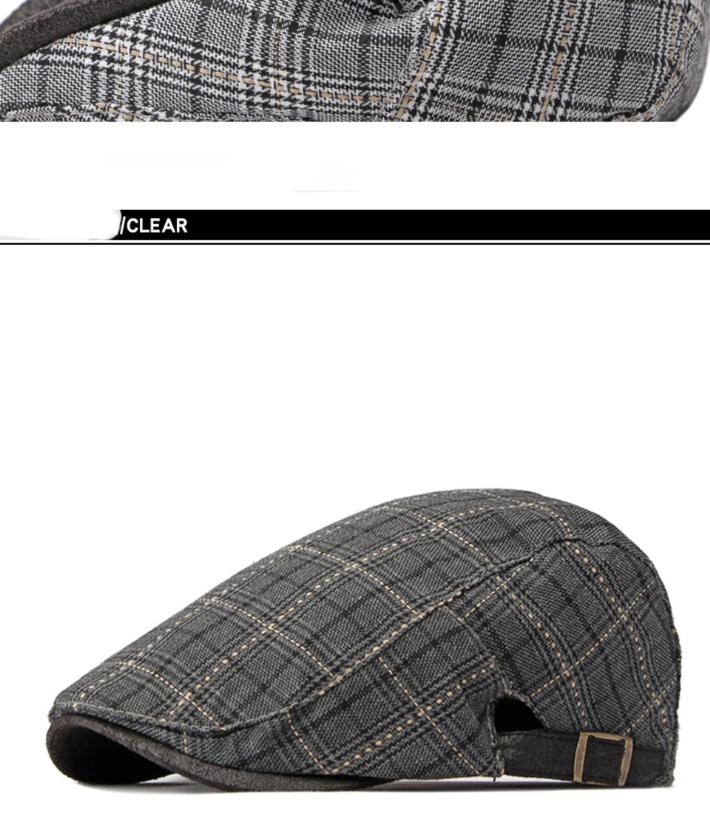 HT4642 Herren-Baskenmützen Vintage Künstler-Malermütze Damen Frühling Sommer Herbst Ivy Flatcap Unisex Klassische Karierte Baskenmütze – Detail 11