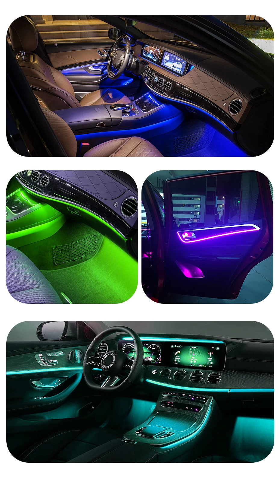 Wireless Adhesive LED Car Interior Ambient Light Remote Control Decoration  Auto Foot with Colorful Atmosphere Battery Lamp Roof I4L4